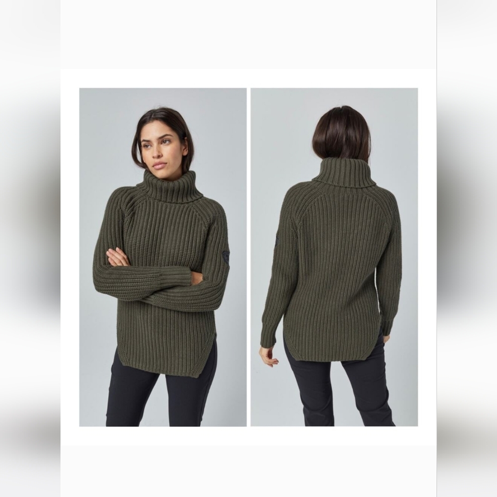 Alp N Rock Simone Chunky Ribbed Knit Fisherman Cozy Turtleneck Sweater -